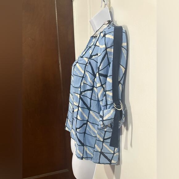 NWT XS  Vero Moda Long Sleeve Printed Womens Blouse, Button Down, Roll Sleeves - Picture 11 of 12